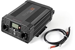 TECHNAXX Przetwornica prądu stałego AC 12 V z czystą falą sinusoidalną 2000 W, 12 V do 240 V przetwornica prądu stałego na AC falownik 12 V przetwornica prądu stałego na prąd zmienny TE22