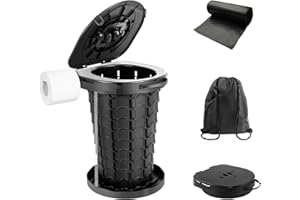 Large Portable Toilet for Camping with Bag - Folding Camping Toilet for Adults with Lid & Roll Holder, imodomio Car Travel Toilets for Emergency Use, Tents, Bedroom, Pool, Party, Beach, Load 440Lb