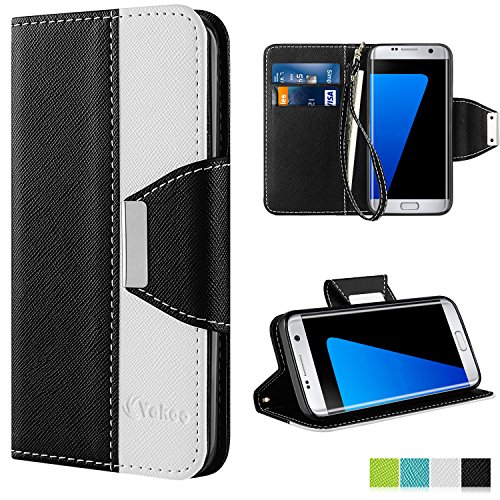 Vakoo Funda Galaxy S7 Edge  Samsung Galaxy S7 Edge Carcasa Case Cuero Premium PU Estilo Libro Tel  fono M  vil Protectora Cover para Samsung Galaxy S7 Edge  Negro Blanco 