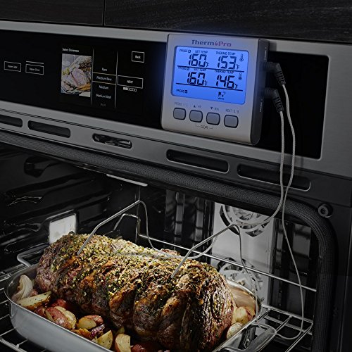 ThermoPro Digitales Grill-Thermometer Bratenthermometer Fleischthermometer mit Timer, zwei Edelstahlsonden, Blaue Hinterbeleuchtung, Temperaturbereich bis 300°C 3 ThermoPro Digitales Grill-Thermometer Bratenthermometer Fleischthermometer mit Timer, zwei Edelstahlsonden, Blaue Hinterbeleuchtung, Temperaturbereich bis 300°C – Bild 3