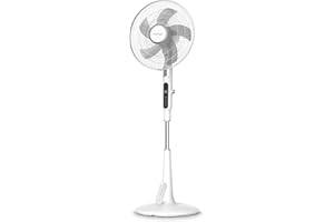DARDARUGA Ventilatore a Piantana Digitale Oscillante, Design Premium, Silenzioso, Touch Screen, Night Mode, Antizanzare, Timer, Telecomando, Risparmio Energetico, Altezza Regolabile, BIANCO PERLA