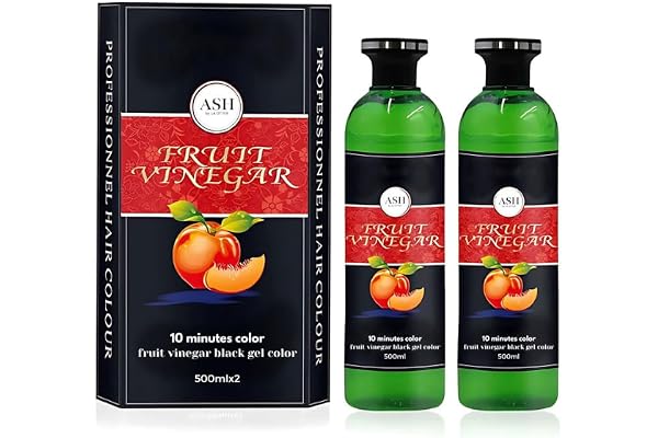 Fruit Vinegar Hair Dye Color for Both Men, Women, Natural & Ammonia Free Color Dye for Men & Women Black Hair (500ml x 2) - Black