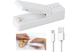 BUYSOW Mini Sigillatrice per Sacchetti ABS, 2 in 1 Sigillatore per Borse Bag, Minis Sigillatores Portatile, Sigillatore Sacchetto Plastica Adatto per Sacchetti la Conservazione Degli Alimenti Biscotti Snack