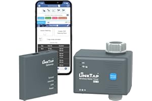 LinkTap G1S Minuteur Arrosage et Gateway - Programmateur d'Arrosage Automatique pour Jardin, App Française, Connecté à La Météo, Installation Facile, IP66, Durée De Vie De La Batterie De 2 Ans