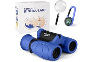 AYESY Jumelles Enfant, Ensemble de Jumelles avec Loupe et Boussole, Jouet Enfant pour Filles et Garçons 3-12 Ans Parfait pour Observation des Oiseaux Voyage Exploration de la Nature (Bleu)