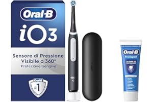 Oral-B Spazzolino Elettrico Ricaricabile iO 3 Nero, 1 Spazzolino Elettrico, 1 Testina Di Ricambio, Custodia Da Viaggio + Dentifricio Oral-B Pro Expert, Pulizia Denti Efficace