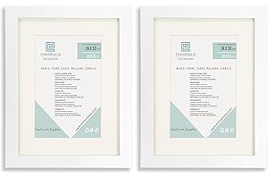 ENMARKALIA DECORACION Marco de fotos (pack x2), color Blanco, tamaño 24x30 cm con paspartú de 20x25 cm, soporte de pie, colagador horizontal y vertical para montaje en pared, moldura de 18x18mm y cristal , X2 Uds