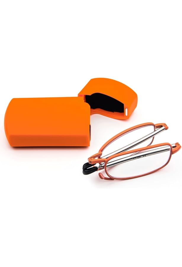 ThinOptics Lunettes De Lecture Transparentes 1.00 Avec étui Porte-clés – Lunettes Rectangulaires Compactes Pliables – Nez à Clipser – Force 1,00 Avec Technologie Flex-Fit