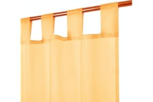 Megachest lucy Woven Voile Tab Top Curtain 2 Panels with ties (28 colors) (orange, 56" wideX81 drop(W142cmXH206cm))
