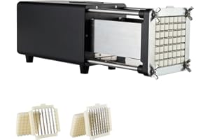 VEVOR Coupe-Frites Électrique, Coupe-Légumes Multifonction avec Lame en Acier Inoxydable de 12,7 mm et 9,5 mm, Trancheuse de Pommes de Terre avec Pieds Antidérapants, pour Concombres, Carottes