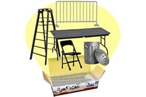 Figures Toy Company: WWE Wrestling-Accessoires - Action Figure Zubehör: (Satz von 5 realistischen Wrestling Props) in Schwarz, Kunststoff, Maßstab 1:12