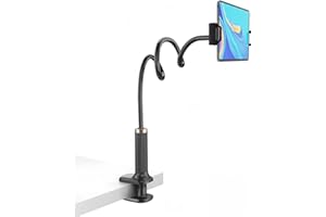 SIXIUDIA Schwanenhals Tablet Halterung Bett， verstellbar, universal, Tablet Halter 360°Drehbarer Sockel für Ipad/Handy/Switch/Samsung Galaxy Tabs/usw, 98cm Gesamtlänge(Schwarz)