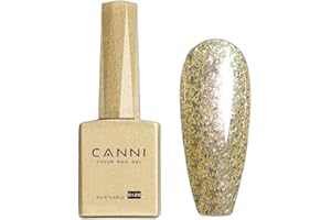 CANNI Smalto Semipermanente per Unghie oro gillter Gel Nail Polish Soak Off UV LED per la manicure e la progettazione delle unghie 9ml