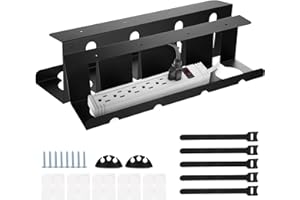 NTMAICHY Cable Management Under Desk, Set 2 No Drill Under Desk Cable Organiser Management Kit, Cables Slot Holder for Home and Office PC Wire Desk Basket
