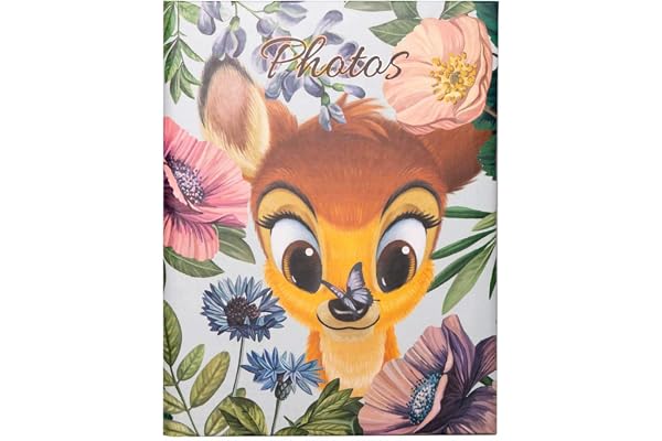 Album photo Disney Bambi 10 x 15 cm avec 100 poches, couverture rigide 16,5 x 12,5 cm, produit sous licence officielle