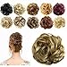 FESHFEN Darling with Extensions Curly Bun Hairstyle Updos High to add volume Scrunchy Pony Tail Piece High Quality Different Colours