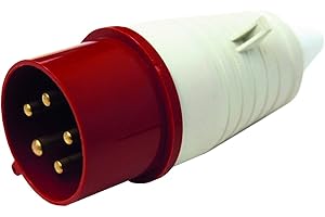 Electraline 80808 Spina Maschio Industriale, IEC, 16A, 3P+N+T, 380V, IP44, Rosso