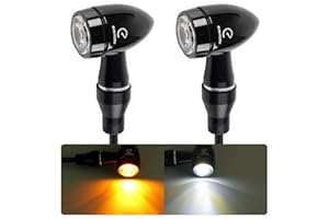evermotor Mini Clignotant Moto LED 2 En 1, Homologué E32, Cnc 12v 2PCS, Clignotant Moto Indicateurs Bullet Alliage De Aluminum P67 Étanche