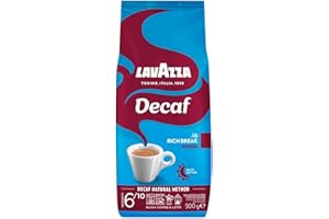 ‎LAVAZZA Lavazza, Decaf „My Rich Break“ Intenso, Entkoffeinierte Kaffeebohnen, Ideal für Cappuccino, mit Aroma Noten von Tabak und Holz, Arabica und Robusta, Intensität 6/10, Mittel-Dunkel Röstgrad, 500 g
