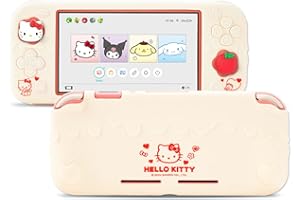 Kuitmor Switch Lite Protective Case,Soft Silicone Protective Cover Case,Anti-Scratch Protector for Switch Lite with 2 Thumb Grip Caps - HLK Off White