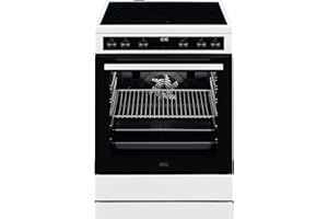 AEG CCB644OCBW 60 cm Standherd mit Glaskeramik-Kochfeld/Bräterzone/Mehrkreiskochzone/Versenkknebel/Touch-Bedienung/Grillfunkt