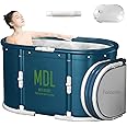 OUUTMEE Portable Foldable Bathtub, 95x55x55CM Freestanding Soaking Bathtub for Adults, Installation-Free Ice Bath tub, Collapsible Cold Plunge Tub for Home SPA Indoor Use, Ideal for Hot/Ice Bath, Blue