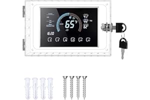 LNRUEG Universal Thermostat Lock Box with Key, Small Thermostat Guard for Wall, Large Thermostat Cover with Lock, Fit All Standard Type Nest Thermostats, 7.2 x 4.7 x 2.2 Inch