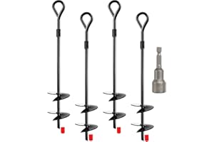 FASBET Antykorozyjne kotwy gruntowe podwójna helix, 40 cm, 4 sztuki, mocne do wbijania w ziemię, trampolina, mocowanie do podłoża, huśtawka do wiaty, pawilonu, kemping