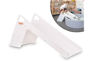 ‎KIDDYMOON KiddyMoon Kinder Rutsche Aus Holz Stabile Kleinkinderrutsche Multifunktion Montessori, Weiß