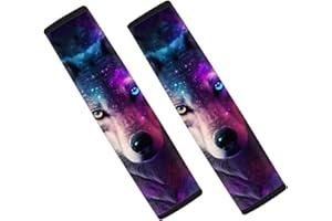 Showudesigns Galaxy Wolf Car Seat Belt Cover Pad Universal Fit Auto, Truck, SUV, Airplane Soft Car Seatbelt Strap Shoulder Pad for Adults Kids Neck Cushion Protector Purple Star Space