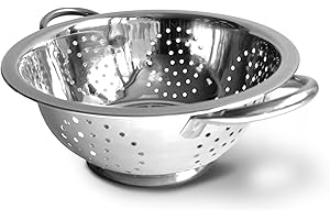 Fackelmann Colapasta Ø 20 cm, per scolare pasta, riso, verdure, materiale in acciaio inossidabile con base d'appoggio, lavabile in lavastoviglie, dimensioni Ø 20 x 9,5 cm