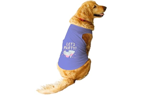 Ruse Pet Let's Party Printed Dog Round Neck Sleeveless Vest Tank T-Shirt/Tees Apparel/Clothes/Tees Gift for DogsLavenderXL (Retrievers, Labs etc.)