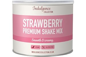 Indulgence Collection Strawberry Milkshake Powder Mix 1kg - Luxurious Thick and Creamy Texture - Ideal for Frappe and Smoothie Drinks - Vegan and Gluten-Free - Made in the UK