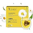 Teabox Organic Chamomile Green Tea Bags 100 pcs | For Stress Relief & Good Sleep | Made with 100% Whole Leaf & Natural Chamomile Flowers