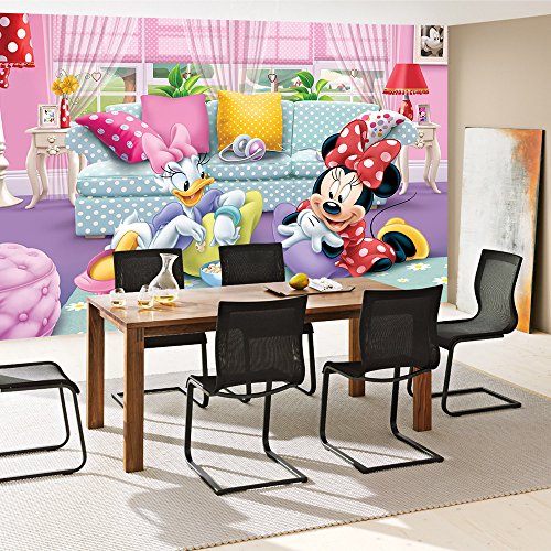 Fototapete 254×184 cm PREMIUM Wand Foto Tapete Wand Bild Papiertapete – Mädchen Tapete Disney Micky Maus Disney Minnie & Me Kindertapete Daisy pink – no. 2599 - 7