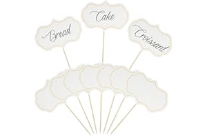 CHICQUENCH Toothpick Flag,24PCS Mini étiquettes Alimentaires Drapeaux,Fromage Cure Dent,Plateau Fromage Etiquette,Etiquette Mariage,Garniture De Gâteau Décorée,Panneaux De Buffet Marqueur à Fromage,Blanche