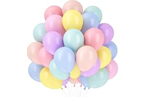 CAPANEUS Luftballons Pastell, 60 Stück Luftballon Pastellfarben, Bunte Luftballons Girlande, Luftballon Regenbogen Ballons Pastellfarben, Luftballons Bunt Pastell Ballons Geburtstag Babyparty Hochzeit Deko