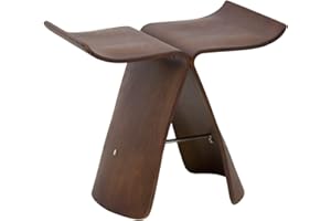 Vaukura Taburete Butterfly, Taburete bajo de Estilo Nórdico (Nogal)