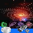 CLOUDSALE 32W Dual Head with Shooting Star RGBW APP + Remote Control Fibre Optic Light Kit 1100pieces (900+200pc) 0.03in/0.06in 9.8ft Fibre for Decoration in Ceiling Home and Car