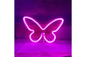 QiaoFei Luces LED de neón de mariposa para colgar luces decorativas de neón con USB o funciona con pilas para el hogar, dormitorio, bar, restaurante, Navidad, regalo, decoración de pared (rosa)