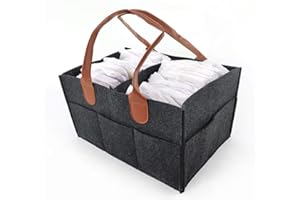 Urijk Baby Diaper Caddy Organiser Baby Caddy Storage Organiser Bag Baby Felt Storage Nursery Organizer Basket Infant Diaper Bag With Handle(black)
