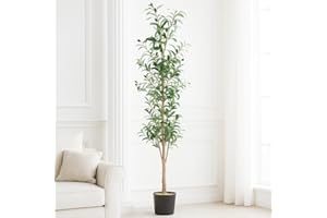 JOYCUSHY 6 FT Artificial Olive Tree, Realistic Faux Plant with Lifelike Leaves & Fruits, Zero Maintenance, Eco-Friendly for Home Office Decor Indoor Outdoor