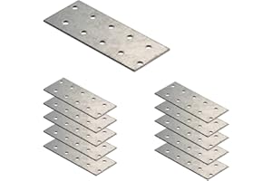 VHG INNOVATION VHG Flat Connecting Joining Plates - Pack of 10 pcs (100 x 40 x 2) Heavy Duty Perforated Brackets, Galvanised Steel Sheet Braces, Metal Timber Fixing Repair Connector