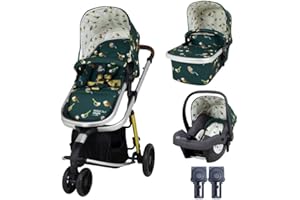 Cosatto Giggle 3 in 1 Travel System, Birth to 18kg, Pram, Pushchair, Carrycot & Hold 0+ Car Seat, Lightweight, Compact & Easy Fold Includes Free Raincover (Birdland)