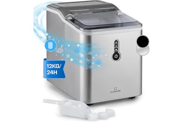 Klarstein Machine a Glacons pour la Maison, Capacité de 1.5L, Fabrique Rapidement Jusqu'à 12kg de Glacons, Machine a Glaces Petits et Grands Glaçons en Forme de Balles, Autonettoyante, Ice Maker