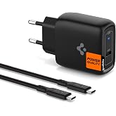 Spigen 45W USB-C Hızlı Şarj Aleti + &Ouml;rg&uuml; Kablo PPS 2.0 Super Hızlı Şarj GaN Pro Isı D&uuml;ş&uuml;r&uuml;c&uuml; G&uuml;&ccedil; Adapt&ouml;r&uuml; Akım Koruma iPhone 