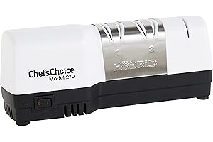 Chef's Choice Hybrid Diamond Hone Knife combina l'affilatura elettrica e manuale per coltelli dritti e seghettati a 20 gradi, 3 stadi, bianco