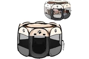 EBKCQ Portátil Parque para Perros, Parque para Cachorros para Interior, Parque para Perros Pequeños y Medianos Plegable, Tela Oxford para Exteriores Parque para Animales recinto 73 x 73 x 43 cm