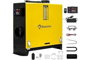 Sunster 8KW Portable Diesel Heater, 12V 24V 110-240V Night Heater with LCD Display Remote Control & AC Power Adapter, Fast Heating for RV Campervan Truck Boat Bus Car Trailer Garage Home Tent