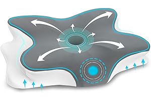 Omtofo Memory Foam Pillow, Nackenstützkissen, Nackenkissen, Kopfkissen Nackenschmerzen, Orthopädisches Kissen, Ergonomic Pillow for Sides, Back and Stomach Sleepers 63 x 42.5 x 13.8/9 cm (1er Pack)